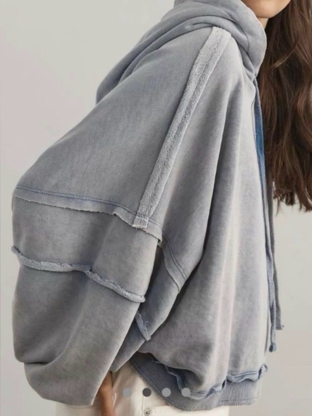 Pilcro Anthropologie Light Blue Oversized Hoodie with Drawstring